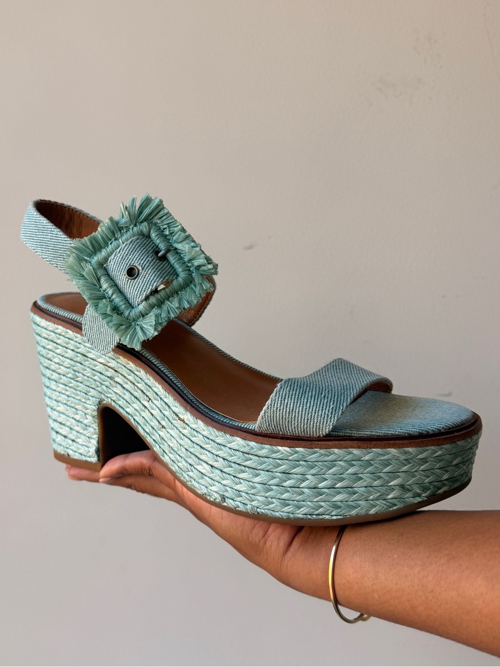 Lucky Brand Mint Teal Slingback Platform Sandals